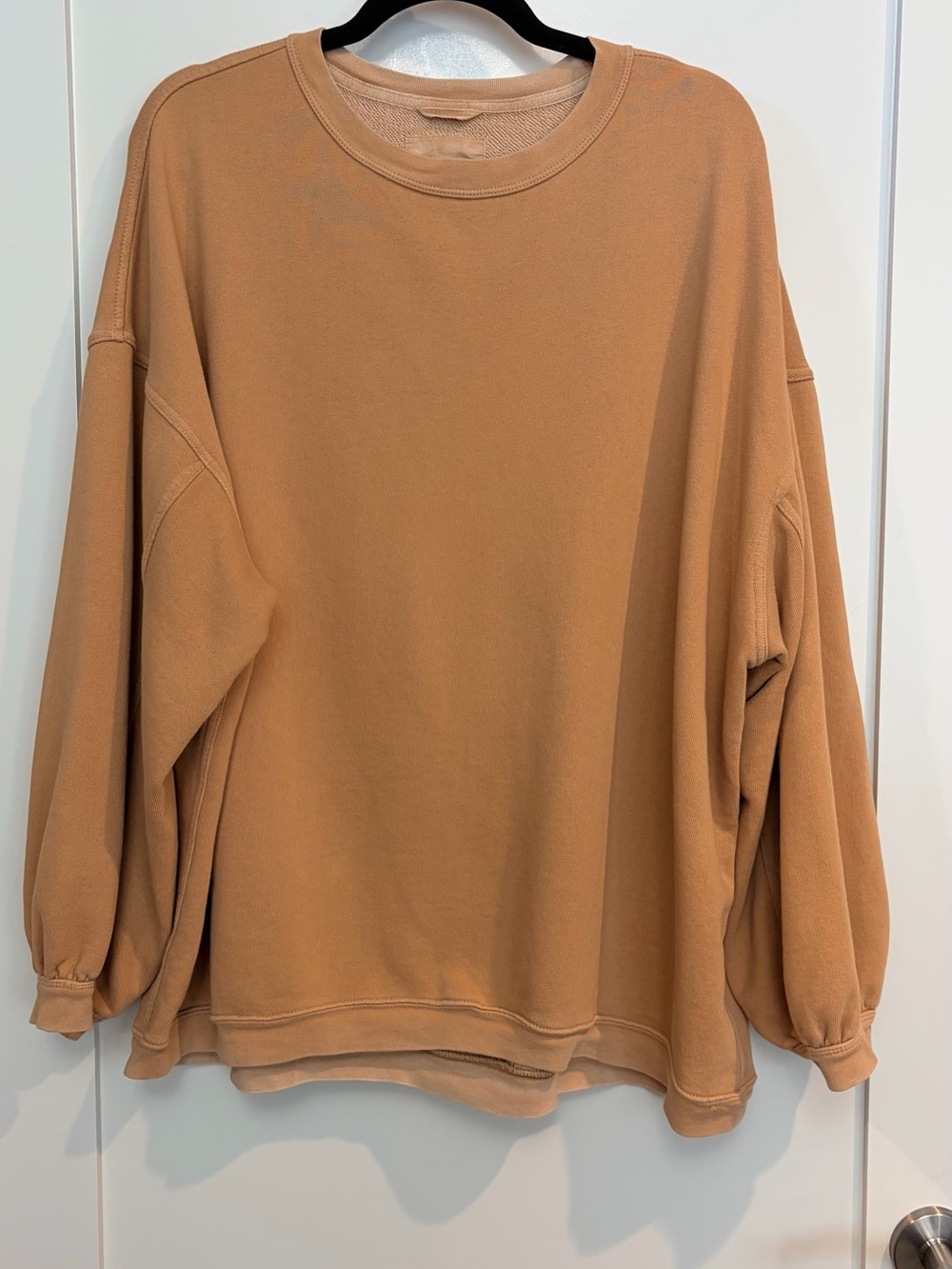 Aerie Oversized Crewneck Sweatshirt Camel Relaxed Fit Large